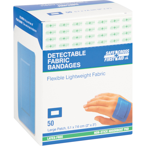 Bandages, Rectangulaire/carr&eacute;e, 3", Tissu d&eacute;tectable, St&eacute;rile Southpoint Industrial Supply