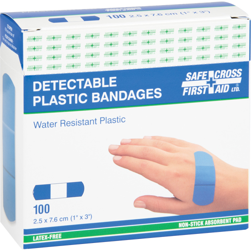 Bandages, Rectangulaire/carr&eacute;e, 3", Plastique d&eacute;tectable, St&eacute;rile Southpoint Industrial Supply