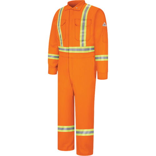 Combinaisons r&eacute;sistantes au feu avec bandes r&eacute;fl&eacute;chissantes, Taille 38, Orange, 12,2 cal/cm² Southpoint Industrial Supply