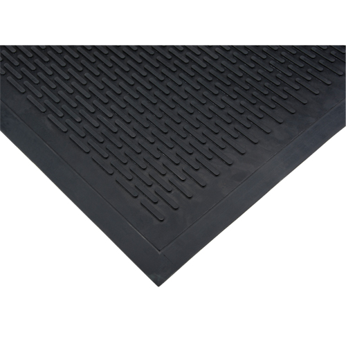 Tapis &agrave; profil bas, Caoutchouc, Grattoir Type, Motif Plein, 3' x 5', Noir Southpoint Industrial Supply