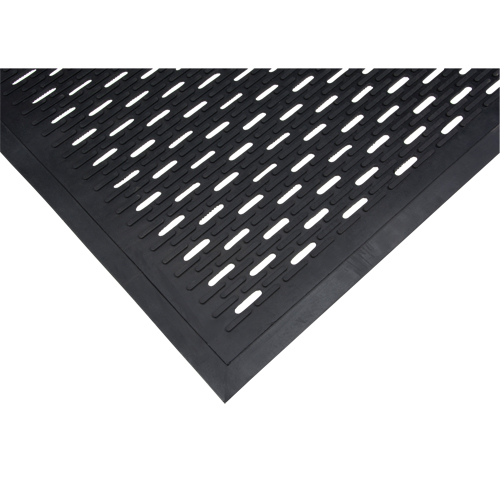 Tapis &agrave; profil bas, Caoutchouc, Grattoir Type, Motif &agrave; fentes, 3' x 5', Noir Southpoint Industrial Supply