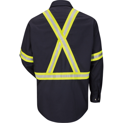 Chemise de travail avec bordure r&eacute;fl&eacute;chissante, Coton/nylon, Moyen, Orange haute visibilit&eacute; Southpoint Industrial Supply