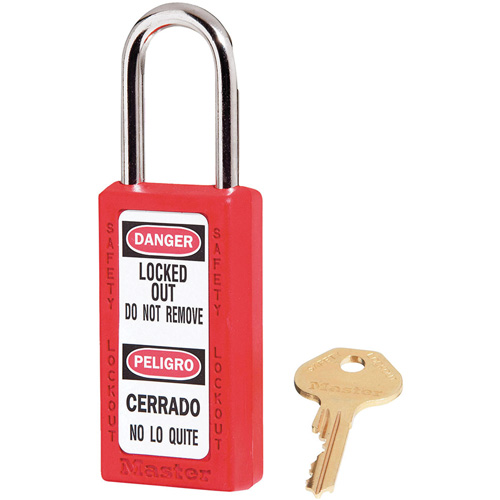 411 Zenex Safety Padlocks, Red, Keyed Alike, Thermoplastic, 1-1/2" Width Southpoint Industrial Supply