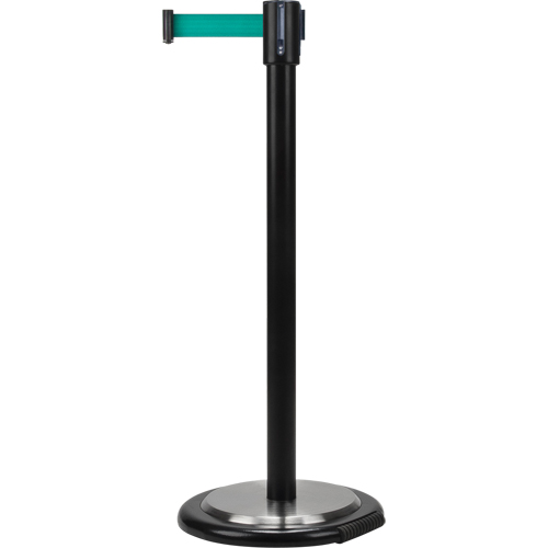 Free-Standing Crowd Control Barrier, Steel, 35" H, Green Tape, 7' Tape Length Southpoint Industrial Supply