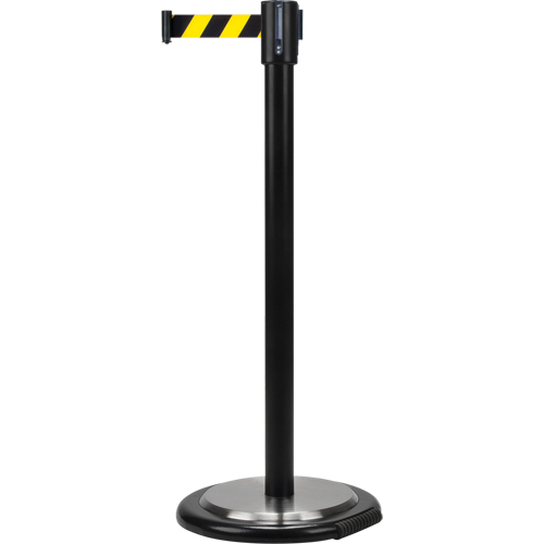 Free-Standing Crowd Control Barrier, Steel, 35" H, Black/Yellow Tape, 7' Tape Length Southpoint Industrial Supply