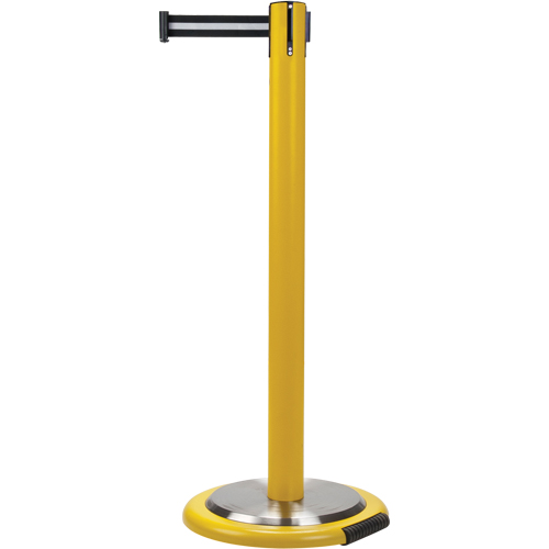 Barri&egrave;res sur pieds pour le contr&ocirc;le des foules, Acier, 35" h, Ruban Noir/Blanc, Longueur du ruban 7' Southpoint Industrial Supply