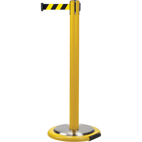 Free-Standing Crowd Control Barrier, Steel, 35" H, Black/Yellow Tape, 7' Tape Length Southpoint Industrial Supply