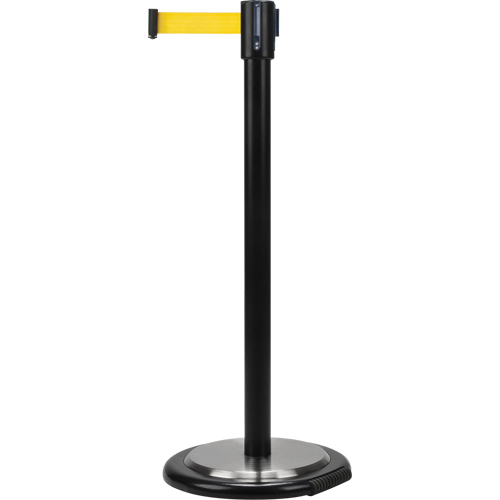 Barri&egrave;res sur pieds pour le contr&ocirc;le des foules, Acier, 35" h, Ruban Jaune, Longueur du ruban 12' Southpoint Industrial Supply