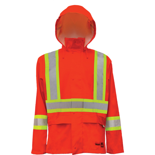Hi-Vis FR/PU Safety Rain Jackets, Small, High Visibility Orange Southpoint Industrial Supply