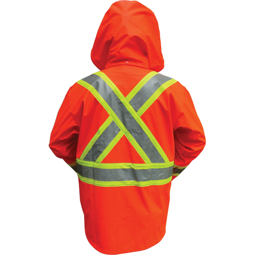 Hi-Vis FR/PU Safety Rain Jackets, Small, High Visibility Orange Southpoint Industrial Supply