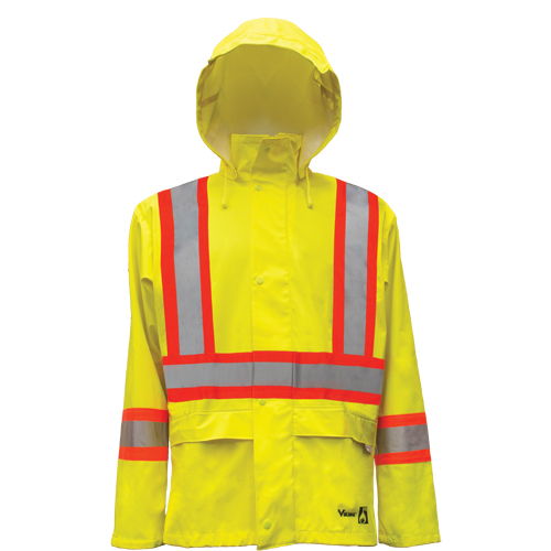 Hi-Vis FR/PU Safety Rain Jackets, Small, High Visibility Lime-Yellow Southpoint Industrial Supply