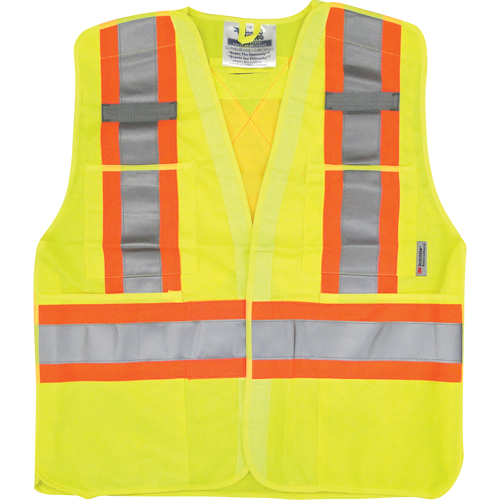 Traffic Safety Vest, High Visibility Lime-Yellow, Medium/Small, Polyester Southpoint Industrial Supply