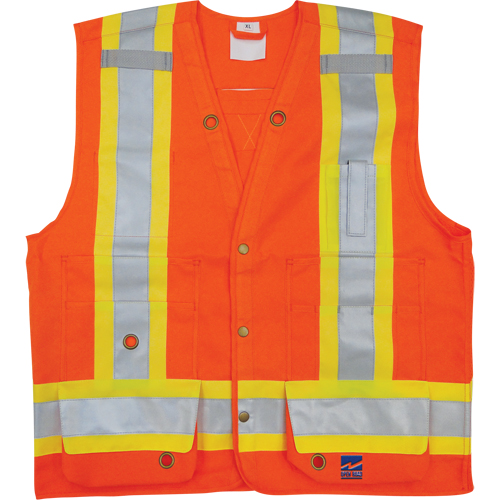 Surveyor Safety Vest, High Visibility Orange, Small, Polyester Southpoint Industrial Supply