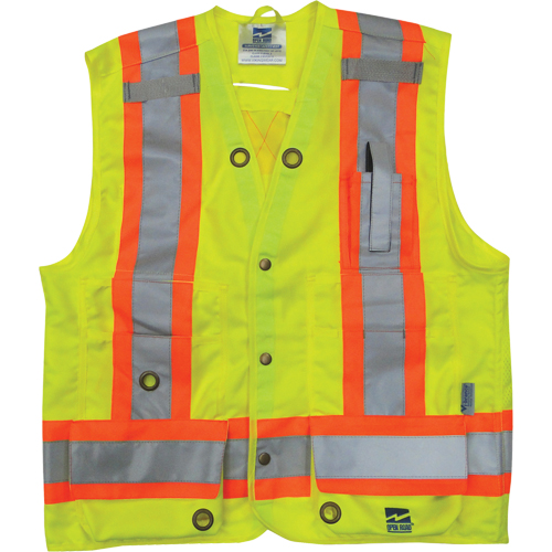 Surveyor Safety Vest, High Visibility Lime-Yellow, Small, Polyester Southpoint Industrial Supply