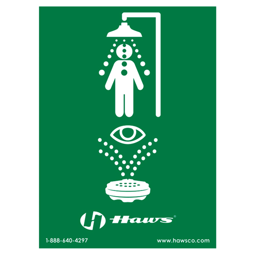 Emergency Shower/Eyewash Sign, 24" x 18", Plastic, Pictogram Southpoint Industrial Supply