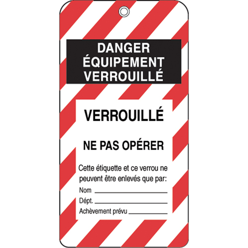 &eacute;tiquettes de verrouillage, Plastique, 3" la x 5-3/4" h, Français Southpoint Industrial Supply