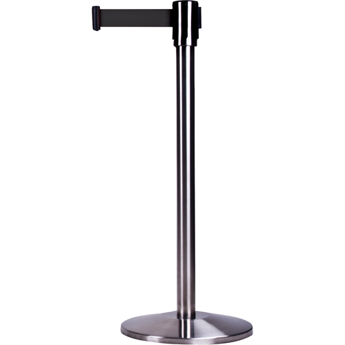 Free-Standing Crowd Control Barrier, Steel, 35" H, Black Tape, 7' Tape Length Southpoint Industrial Supply