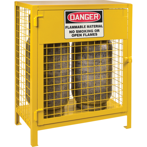 Gas Cylinder Cabinets, 2 Cylinder Capacity, 30" W x 17" D x 37" H, Yellow Southpoint Industrial Supply