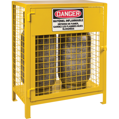 Gas Cylinder Cabinets, 2 Cylinder Capacity, 30" W x 17" D x 37" H, Yellow Southpoint Industrial Supply