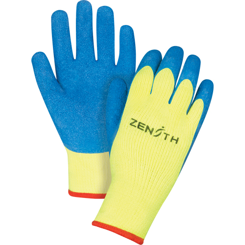 High Visibility Coated Gloves, 8/Medium, Rubber Latex Coating, 7 Gauge, Terry Shell Southpoint Industrial Supply