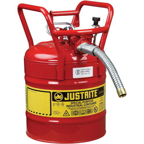 Bidons s&eacute;curitaires D.O.T. de AccuFlow, Type II, Acier, 5 gal. US, Rouge, Homologu&eacute; FM Southpoint Industrial Supply