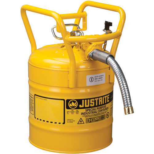 D.O.T. AccuFlow Safety Cans, Type II, Steel, 5 US gal., Yellow, FM Approved Southpoint Industrial Supply