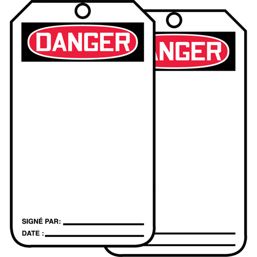 Safety Tags, Plastic, 3-1/8" W x 5-7/8" H, French Southpoint Industrial Supply