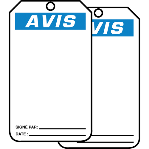 Safety Tags, Plastic, 3-1/8" W x 5-7/8" H, French Southpoint Industrial Supply