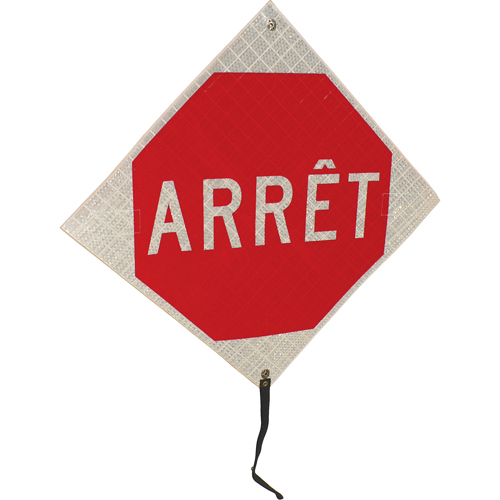 "Arr&ecirc;t" Rolled-Up Traffic Sign, 24" x 24", Vinyl, French Southpoint Industrial Supply