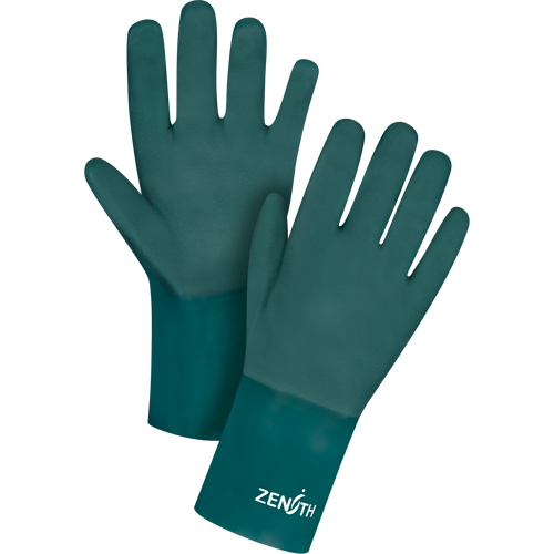 Double Dipped Green Gloves, 12" L, PVC, Cotton Jersey Inner Lining, 70-mil Southpoint Industrial Supply
