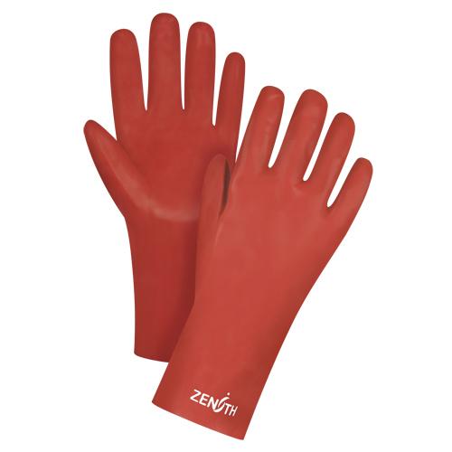 Gants rouges &agrave; fini doux r&eacute;sistants aux produits chimiques, Taille 9, 12" lo, PVC, Doublure en Interlock, 47-mil Southpoint Industrial Supply