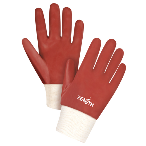 Gants rouges &agrave; fini doux r&eacute;sistants aux produits chimiques, Taille Grand/9, 10" lo, PVC, Doublure en Interlock, 47-mil Southpoint Industrial Supply