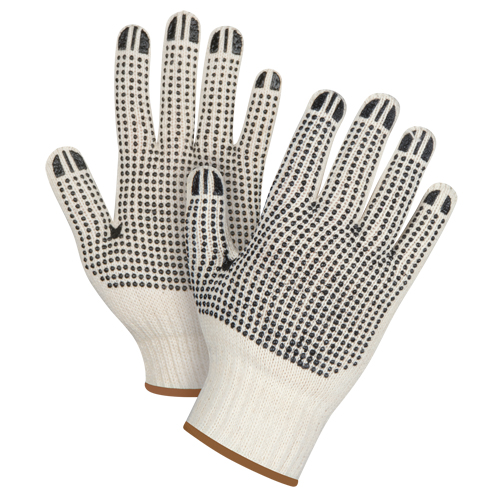 Heavyweight Double-Sided Dotted String Knit Gloves, Poly/Cotton, Double Sided, 7 Gauge, Large Southpoint Industrial Supply