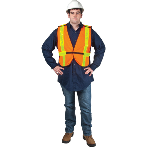 Standard-Duty Safety Vest, High Visibility Orange, X-Large, Polyester Southpoint Industrial Supply