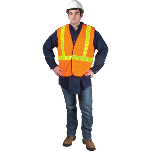 5-Point Tear-Away Traffic Safety Vest, High Visibility Orange, X-Large, Polyester Southpoint Industrial Supply