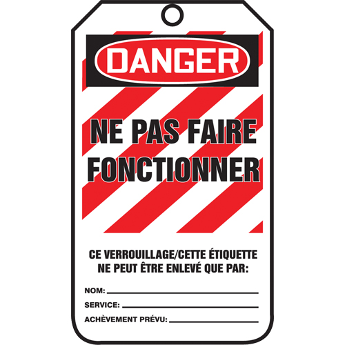 Lockout Tags, Plastic, 3-3/8" W x 5-5/8" H, French Southpoint Industrial Supply