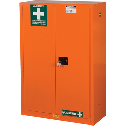 Emergency Preparedness Storage Cabinets, Steel, 4 Shelves, 65" H x 43" W x 18" D, Orange Southpoint Industrial Supply
