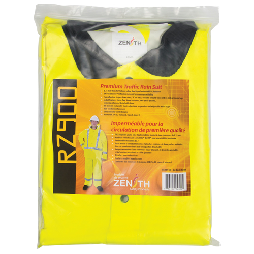 RZ900 Premium Traffic Rain Suit, Polyester/PVC, Medium, Lime-Yellow Southpoint Industrial Supply