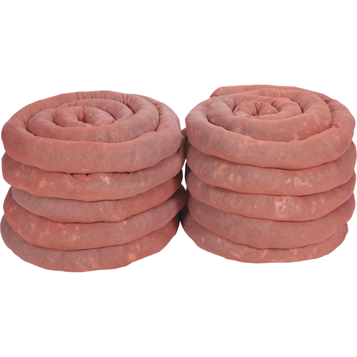 Remblais tubulaires absorbants, Mati&egrave;res dangereuses, Absorption 45 gal., 3" la x 10' lo, Pqt de 10 Southpoint Industrial Supply
