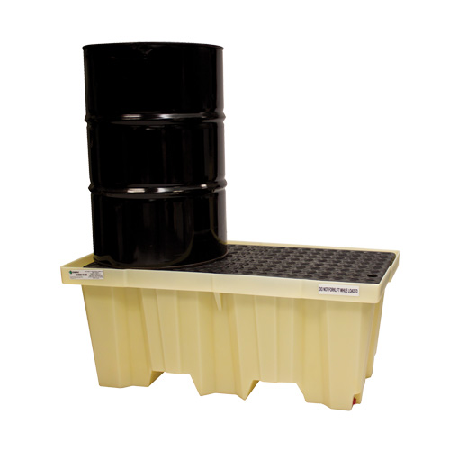 Nestable 2-Drum Poly-Spillpallet Without Drain, 66 US gal. Spill Capacity, 51" x 26" x 21" Southpoint Industrial Supply