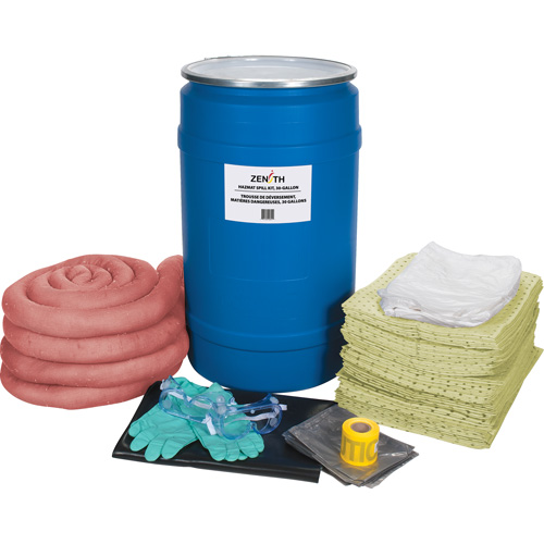 Premium Spill Kit, Hazmat, Drum, 30 US gal. Absorbancy Southpoint Industrial Supply