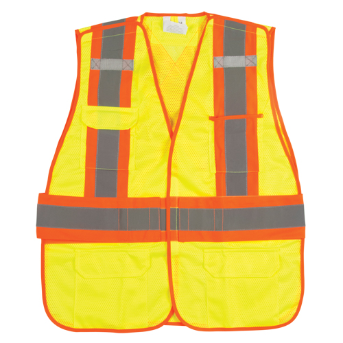 Veste d'arpenteur r&eacute;sistante aux flammes, Jaune lime haute visibilit&eacute;, Moyen, Polyester Southpoint Industrial Supply