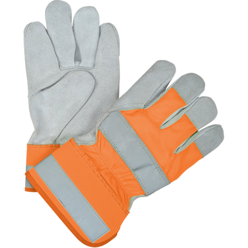 Gants d'ajusteur haute visibilit&eacute; de premi&egrave;re qualit&eacute;, Grand, Paume en Cuir de vache refendu, Doublure en Coton Southpoint Industrial Supply
