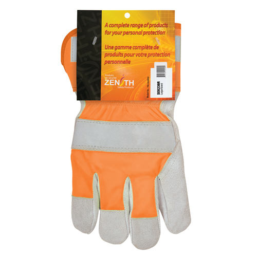 Gants d'ajusteur haute visibilit&eacute; de premi&egrave;re qualit&eacute;, Grand, Paume en Cuir de vache refendu, Doublure en Coton Southpoint Industrial Supply