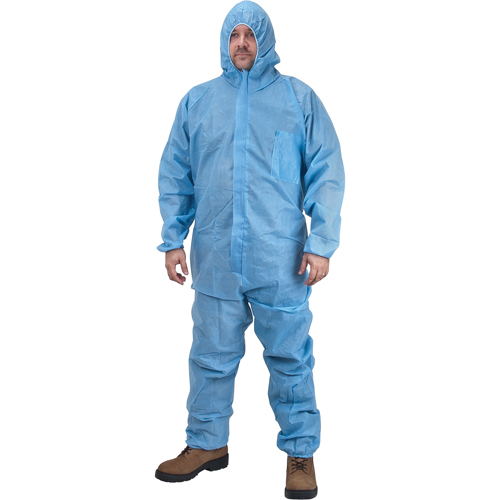 Premium Hooded Coveralls, X-Large, Blue, Polypropylene Southpoint Industrial Supply