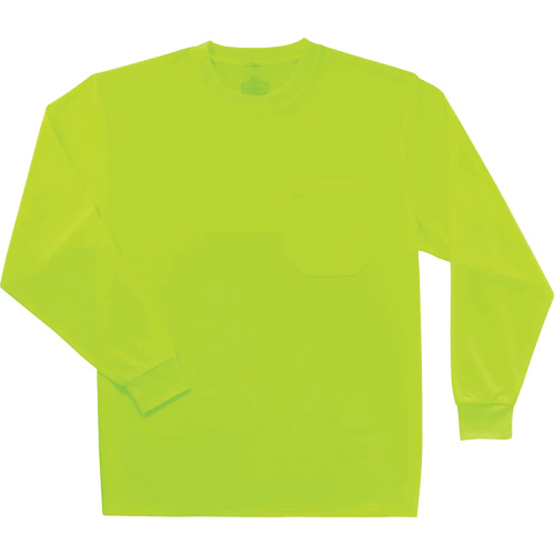 GloWear 8091 Non-Certified Long Sleeve T-Shirt, Polyester, Small, High Visibility Lime-Yellow Southpoint Industrial Supply