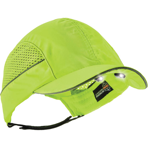 Skullerz&reg; 8960 Short Brim Bump Cap with LED Lighting, High Visibility Lime Green Southpoint Industrial Supply