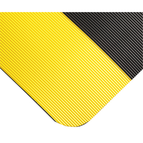 Tapis ondul&eacute; pour tableau de contr&ocirc;le no 702, 3' la x 20' lo, 1/4" &eacute;paisseur, Noir/Jaune, PVC Southpoint Industrial Supply