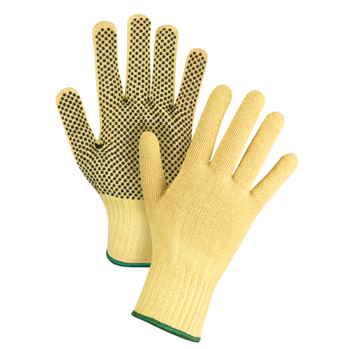 Gants tricot&eacute;s sans couture &agrave; pois, Taille Moyen/8, Calibre 7, Rev&ecirc;tement PVC, Enveloppe en Kevlar, ASTM ANSI niveau A2/EN 388 niveau 3 Southpoint Industrial Supply