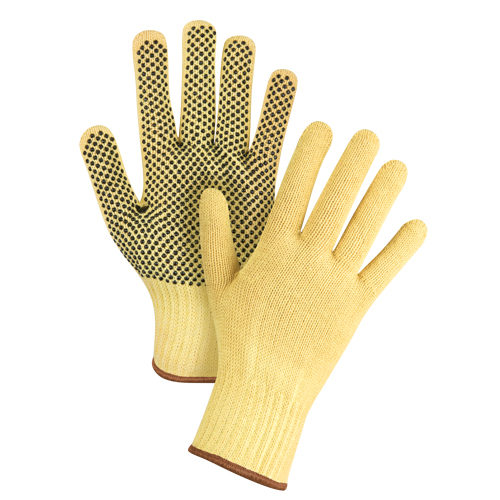 Gants tricot&eacute;s sans couture &agrave; pois, Taille Grand/9, Calibre 7, Rev&ecirc;tement PVC, Enveloppe en Kevlar, ASTM ANSI niveau A2/EN 388 niveau 3 Southpoint Industrial Supply